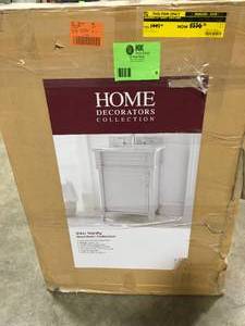 lot 9 image: Aberdeen 24 in. W x 20 in. D Bath Vanity in Dove Grey with Carrara Marble Top with White Sink by Home Decorators Collection Customer Returns See Pictures