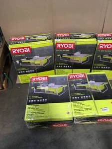 lot 27 image: Lot of 6 0.75 HP 7 in. 4.8 Amp Tabletop Tile Saw by RYOBI Customer Returns See Pictures