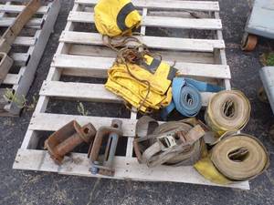 lot 114 image: Semi Trailer Tie Down Parts and Oversize Load Signs