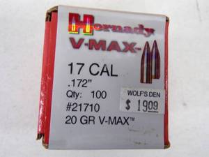 lot 139 image: 100      .17 Cal Vmax Bullets