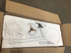 lot 10 image: AKDY 1-Handle Freestanding Floor Mount Roman Tub Faucet Bathtub Filler with Hand Shower in Chrome