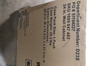 lot 12 image: Husky Regular Duty Welded 24-Gauge Steel Wall Mounted Garage Cabinet in Black (24 in. W x 18 in. H x 12 in. D)