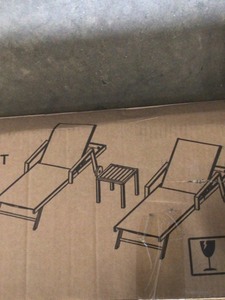 lot 18 image: Crestlive Products 3-Piece Aluminum Adjustable Outdoor Chaise Lounge in Beige with Side Table