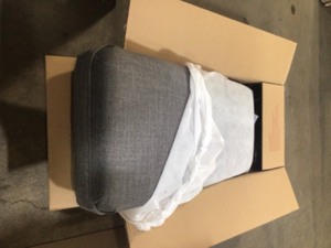 lot 28 image: Noble House Nikolai Light Grey Fabric Ottoman