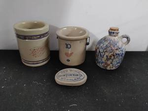 Collection of Three Artist in the Park Pottery Items and Red Wing Pottery Seal