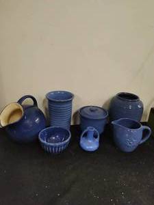 Collection of Blue Unmarked Pottery