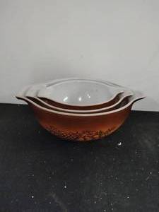 Set of Three Pyrex Onion Bowls