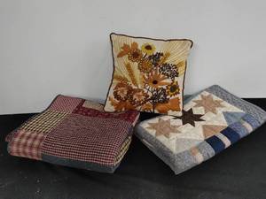 Handstitched Pillow and Two Quilts