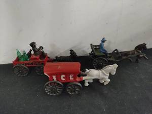 Three Iron Horse and Carriages