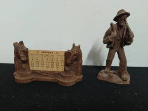 Hand Carved Prospector & Cast Ornawood Calendar