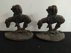 The Last Trail Metal Horse and Rider Bookends