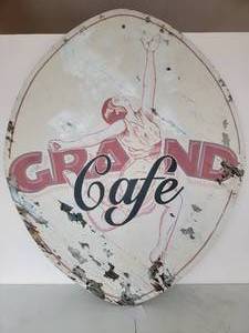 lot 02 image: Custom Hand-Painted 59 x 49 Sign From The Renowned Restaurant Grand Cafe