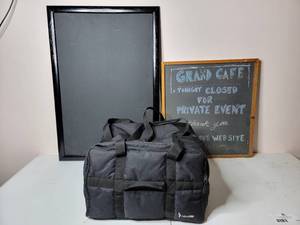 lot 123 image: 2 Chalk Boards 24 & 27 And  Delivery Pro Insulated Food Delivery Bag