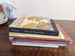 lot 103 image: 8 Vintage Childrens Books-Shel Silverstein Wilhelm Grimm& Maurice Sendak,The Berenstain Bears Go To The Doctor Mother Goose The Ant & The Elephant  The BabyBedtime Book Rembrandt Takes A Walk  Blue Moon Mountain, Dr. Suess