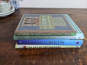 lot 116 image: 4 Vintage Art History & Animal Books-The Celtic Book of Living and Dying The Art of The Shakers Encyclopedia of North American Birds The Barbarian Kings