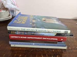 lot 115 image: 6 Vintage Art & More Books-Art Deco Flights of Artistic Fancy The Atlas of Natural Wonders Orthos Home Improvement Encyclopedia Lake Superior Images Brother Wolf A Forgotten Promise BaySky Photo Book