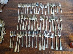 lot 144 image: Huge Lot of Silver-Plated Flatware and Serving Utenicils