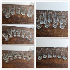 lot 176 image: 34 Vintage Glasses-Ice Cream Sundae Glasses & Aspall Half Pint Glasses