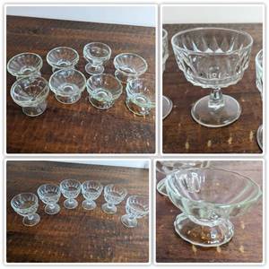 lot 180 image: 14 vintage  Parfait Glasses 8 3.25 x 2.75 & 6  4.25 x 3