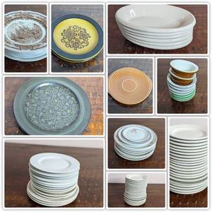 lot 54 image: Massive Lot of 101 Vintage Porcelain Plates-Wedgwood, Homer Laughlin,Newcor, Franciscan, Hall, Block Spal & More