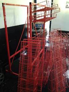 lot 48 image: Set of (2) Large Wire Display Shelves on Wheels 