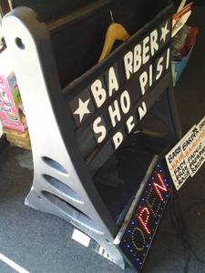 lot 49 image: All the Signage Magic Master, OPEN, Barber Shop