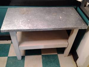 lot 105 image: Classic and Sturdy Galvanized Top Wood Table 