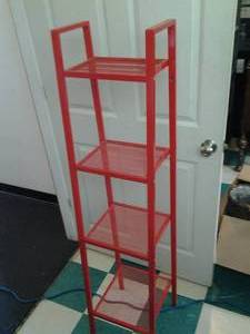 lot 110 image: Functional 4-Shelf Red Wire Shelf 
