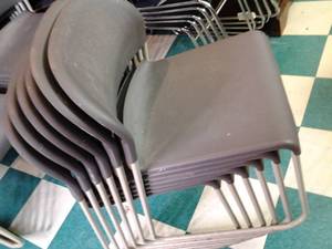 lot 118 image: Set of (6) Stackable Metal Framed Plastic Seat Chairs Lot 12