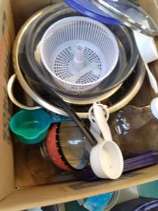 lot 65 image: Essential Kitchen Supplies Pyrex Dishes, Glassware, Storage, Etc. 