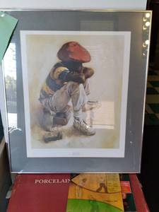 lot 82 image: Stunning Shoeshine Boy 1985 Joseph Halston Framed Original Oil on Canvas