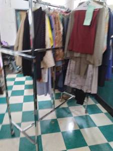 lot 161 image: Commercial  Retail Clothing Rack Display On Wheels 