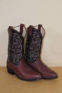 lot 50 image: Double H Two Tone Leather Cowboy Boots - Size 9