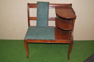 lot 87 image: Antique Wood Telephone Bench