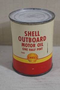 lot 120 image: Vintage Shell Outboard Motor Oil Can - Full