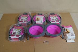 lot 170 image: Medium Dog Double Collapsible Travel Bowls