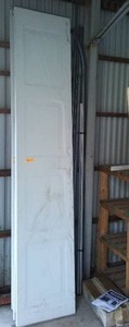 lot 6 image: Overhead Garage Door with Tracks & Hardware. 9 Ft W X 7 Ft. Tall, Each Panel Is 9 Ft. X 21 In. Midland, Non-Insulated.