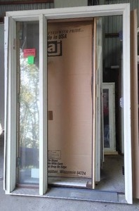 lot 19 image: Bayer Exterior Door Frame With 14  Side Light - 36  Pine Interior. 54 in. W X 82.5 H Opening.