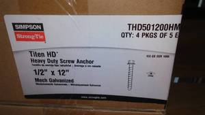 lot 41 image: Simpson Titan HD Heavy Duty Screw Anchor.  in. x 12 in., 2 Cases