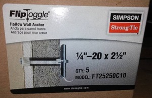 lot 112 image: Simpson Flip Toggles (2 boxes)  in. x 20 x 2.5 in.