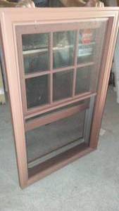lot 358 image: Jeldwen Aluminum Brickmold & Frame, Double  Hung, 29.5 x 42.75.