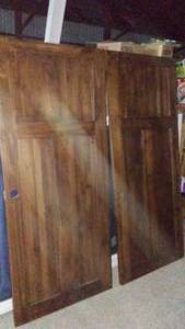 lot 398 image: 32 in. Doors (2) 74.25 and 75.75 Tall, Could Be Cut to Measure.