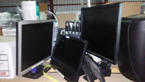 lot 996 image: Flat Screen Monitors (3) keyboards (2) all working.