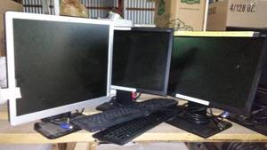 lot 999 image: Flat Screen Monitors (3) keyboards (2)