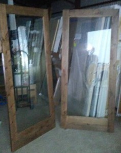 lot 654 image: (2) Bayer 36 in. Interior Doors - Full Glass, Solid Wood