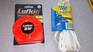 lot 568 image: Lutkin 25 ft. Tape Measure & Extension Cord
