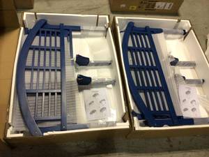 lot 23 image: Lot of 2 Terra 47 in. Blue Wood Outdoor Bench by Decor Therapy Customer Returns See Pictures