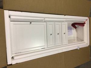 lot 37 image: Hampton Harbor 22 in. W x 10 in. D x 67-12 in. H Linen Cabinet in White by Home Decorators Collection Customer Returns See Pictures