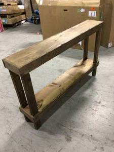 lot 38 image: 59 in. Dark Walnut Standard Rectangle Wood Console Table with Storage by Del Hutson Designs Customer Returns See Pictures