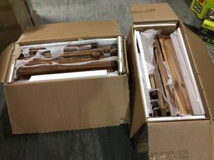 lot 43 image: Lot of 2 White Wash Acacia Wood Chevron Outdoor Lounge Chair Set (2-Pack) by Walker Edison Furniture Company Customer Returns See Pictures